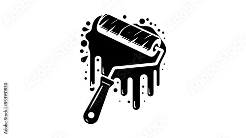 Paint roller silhouette vector illustration.