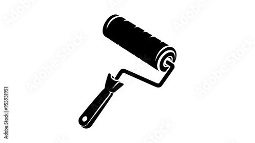 Paint roller silhouette vector illustration.