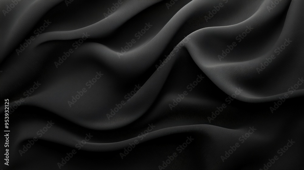 Obraz premium Dark Abstract Waves Crashing on a Black Wall Generative AI