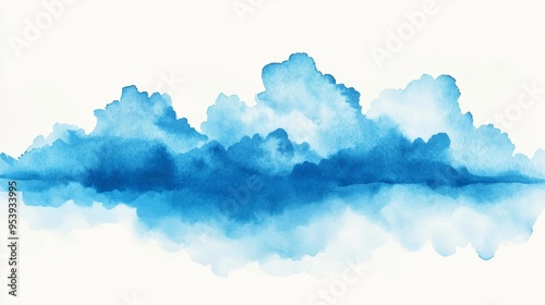 Watercolor Clouds and Sky Background, Symmetrical Left-Right Composition for Design and Art Projects Generative AI