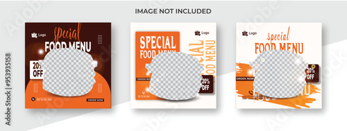 Fast food restaurant  social media post or web banner template design Fresh pizza, burger & pasta online sale promotion flyer or poster.