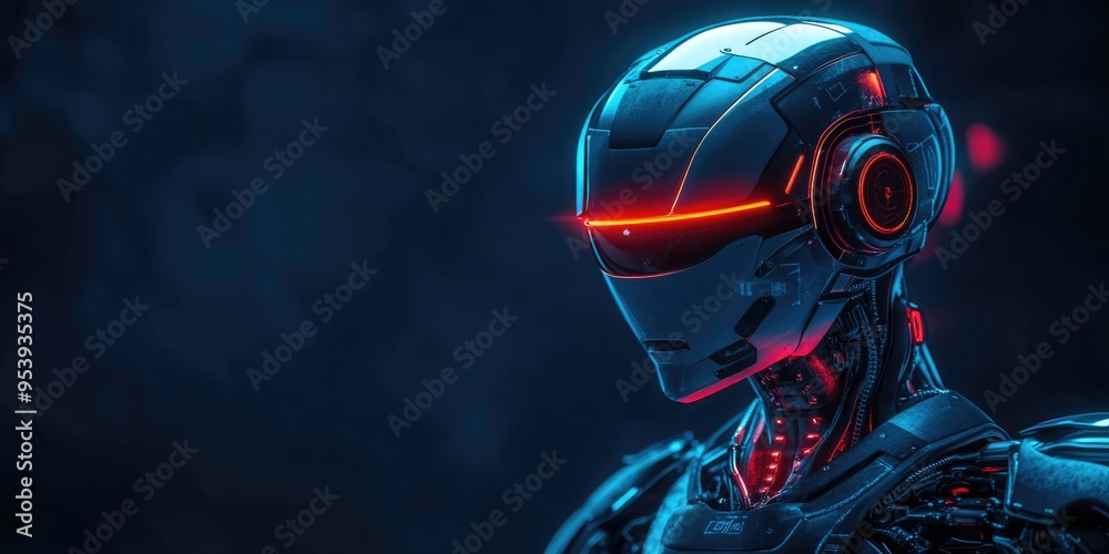 Robot Head with Glowing Eyes Robot Head with Glowing Eyes