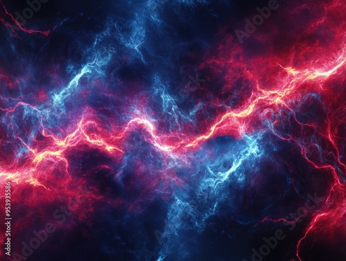 Red and Blue Abstract Background with Lightning