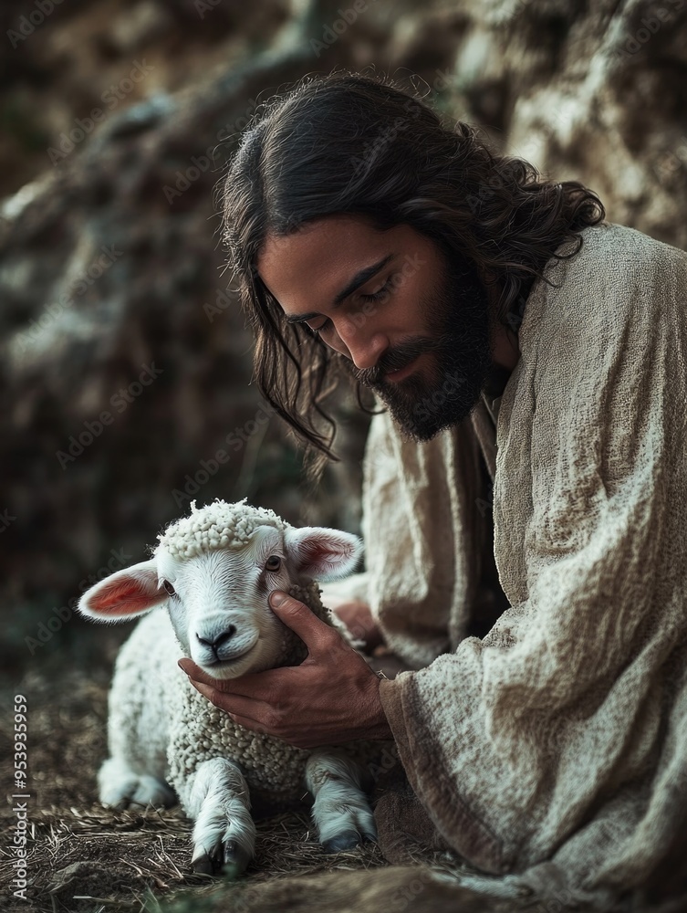 Man with Robe and Sheep Man with Robe and Sheep