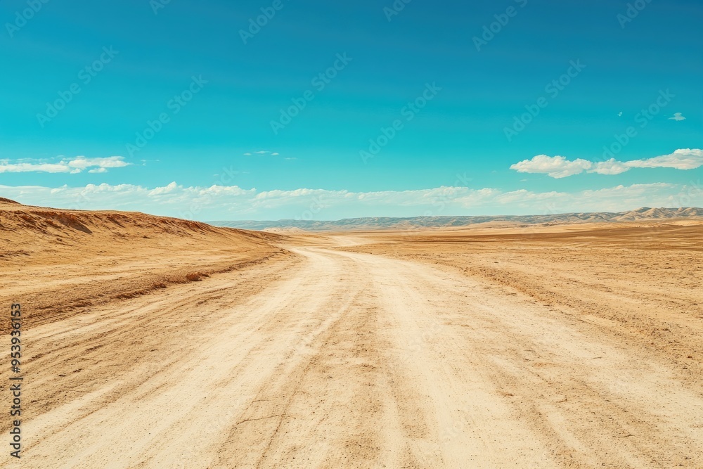 A Dusty Road Winding Through a Desert Landscape A Dusty Road Winding Through a Desert Landscape