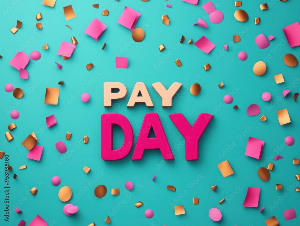 Pay day banner, paycheck stub with bold Pay day banner, paycheck stub with bold