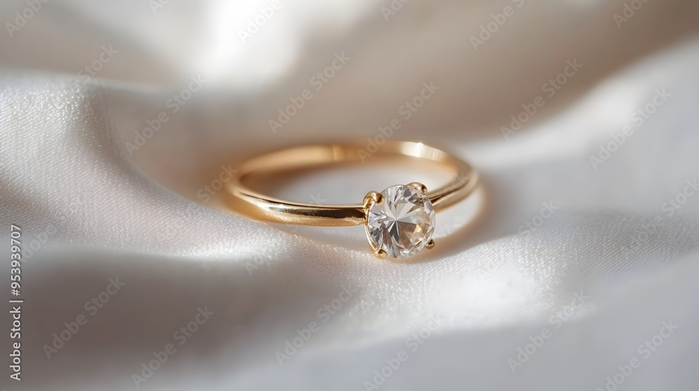 Minimalist Crystal Ring with Thin Gold Band on Plain White Background Emphasizing the Purity and Simplicity of the Elegant Jewelry Design Minimalist Crystal Ring with Thin Gold Band on Plain White Background Emphasizing the Purity and Simplicity of the Elegant Jewelry Design