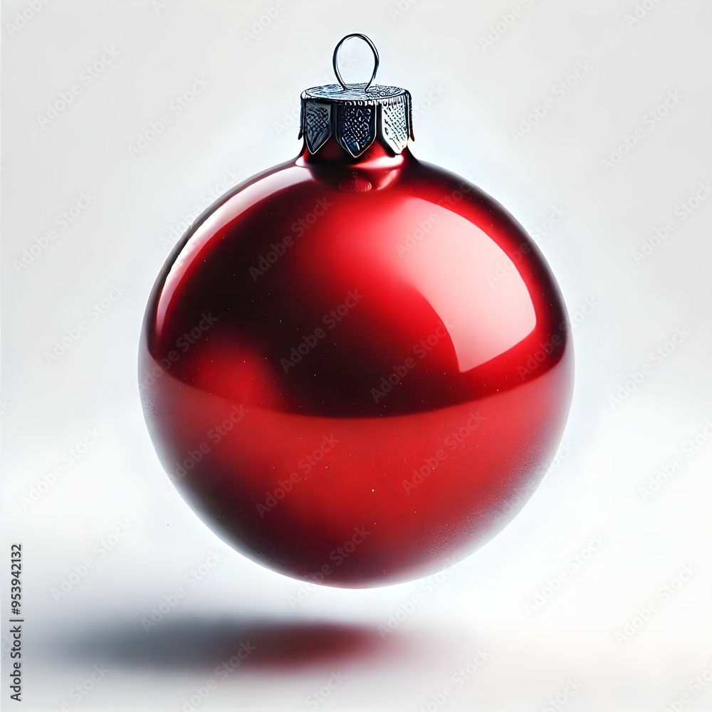 Classic Red Christmas Ornament Ball Isolated on White Background - Ideal for Holiday Decor, Seasonal Greeting Cards, and Festive Design Projects Classic Red Christmas Ornament Ball Isolated on White Background - Ideal for Holiday Decor, Seasonal Greeting Cards, and Festive Design Projects