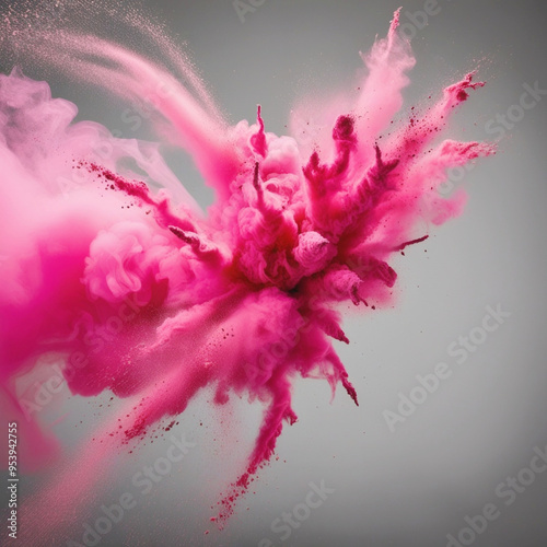 Pink Smoke Paint Explosion: Vibrant Powder Splash Isolated on White Background