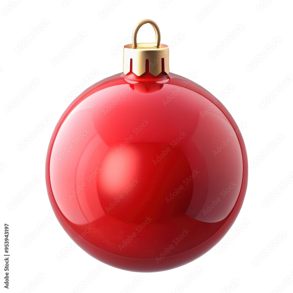 3D red Christmas ornament ball with a glossy surface and gold cap. Perfect for enhancing holiday decor and adding a pop of color to Christmas themes. Isolated on transparent background, png. 3D red Christmas ornament ball with a glossy surface and gold cap. Perfect for enhancing holiday decor and adding a pop of color to Christmas themes. Isolated on transparent background, png.
