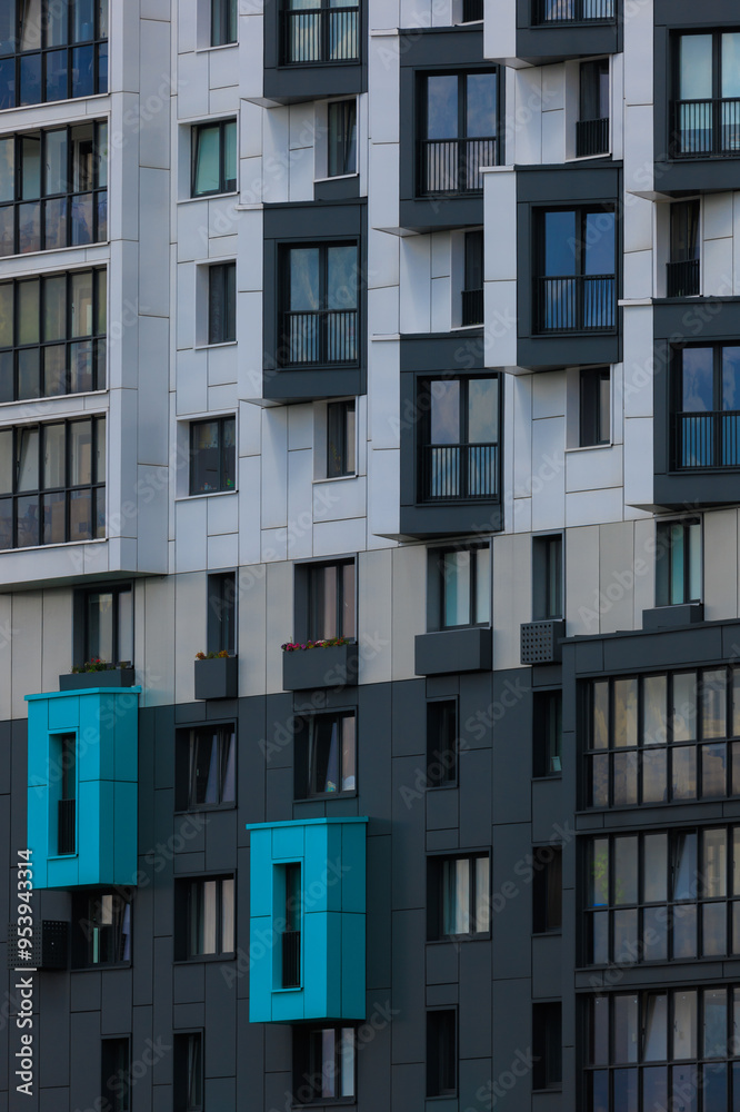 Elements of architectural decorations of buildings, modern windows, walls and balconies. Elements of architectural decorations of buildings, modern windows, walls and balconies.