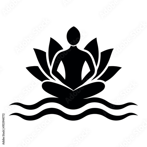     Yoga logo with lotus vector illustration.
