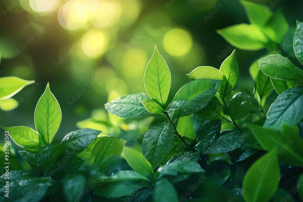 Nature of green leaf in garden at summer for presentation background. Natural green leaves plants using as spring background cover page greenery environment ecology lime green wallpaper