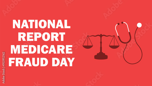 National Report Medicare Fraud Day vector banner design with geometric shapes and vibrant colors on a horizontal background.