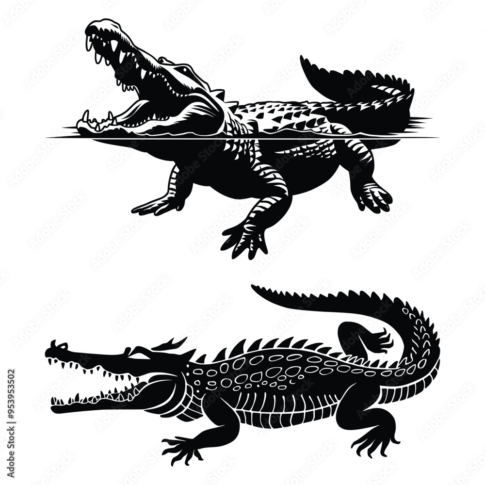 Fototapeta premium Crocodiles Dragon Silhouette of Reptile Species