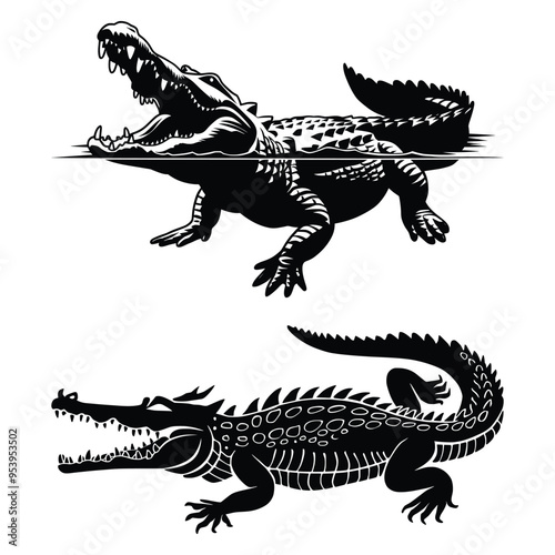 Crocodiles Dragon Silhouette of Reptile Species