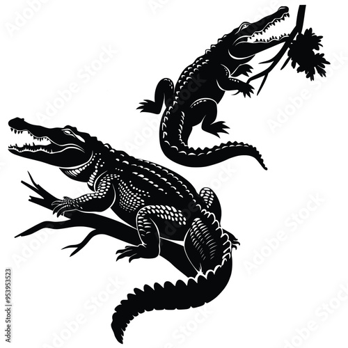Crocodiles Dragon Silhouette of Reptile Species