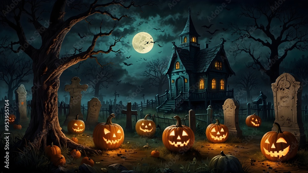 halloween background with house halloween background with house