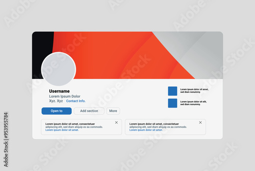 LinkedIn profile page mockup flat design abstract banner