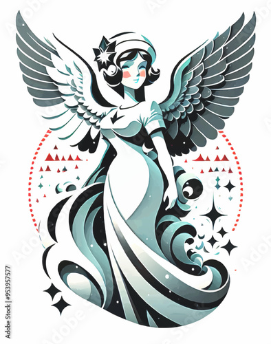 cartoon christmas angel vector