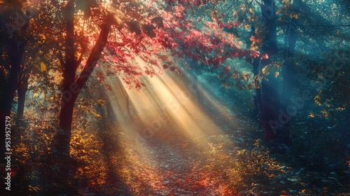 Sunlight Through the Autumn Forest