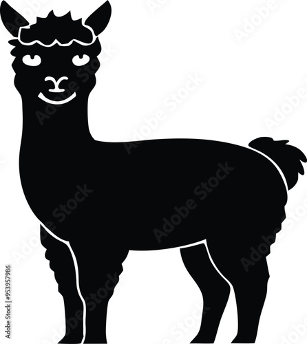 alpaca silhouette vector illustration