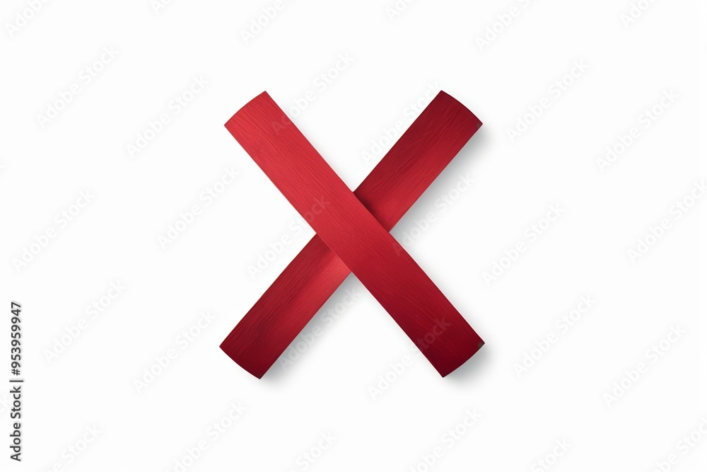 Obraz premium arafed red ribbon with a cross on it on a white surface