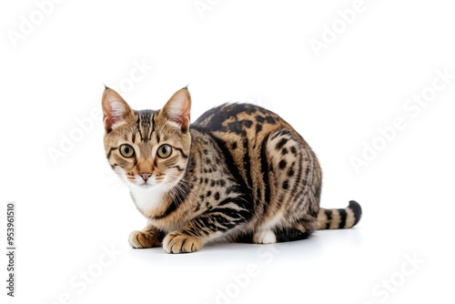 there is a cat that is sitting down on the floor                          