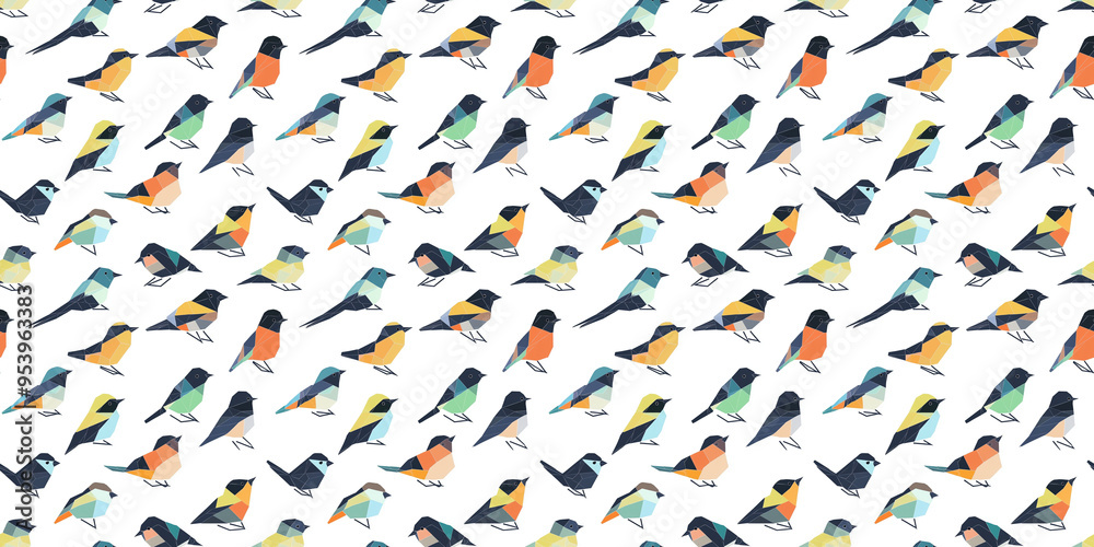 Geometric birds pattern with modern, abstract avian shapes. Background seamless pattern. Geometric birds pattern with modern, abstract avian shapes. Background seamless pattern.