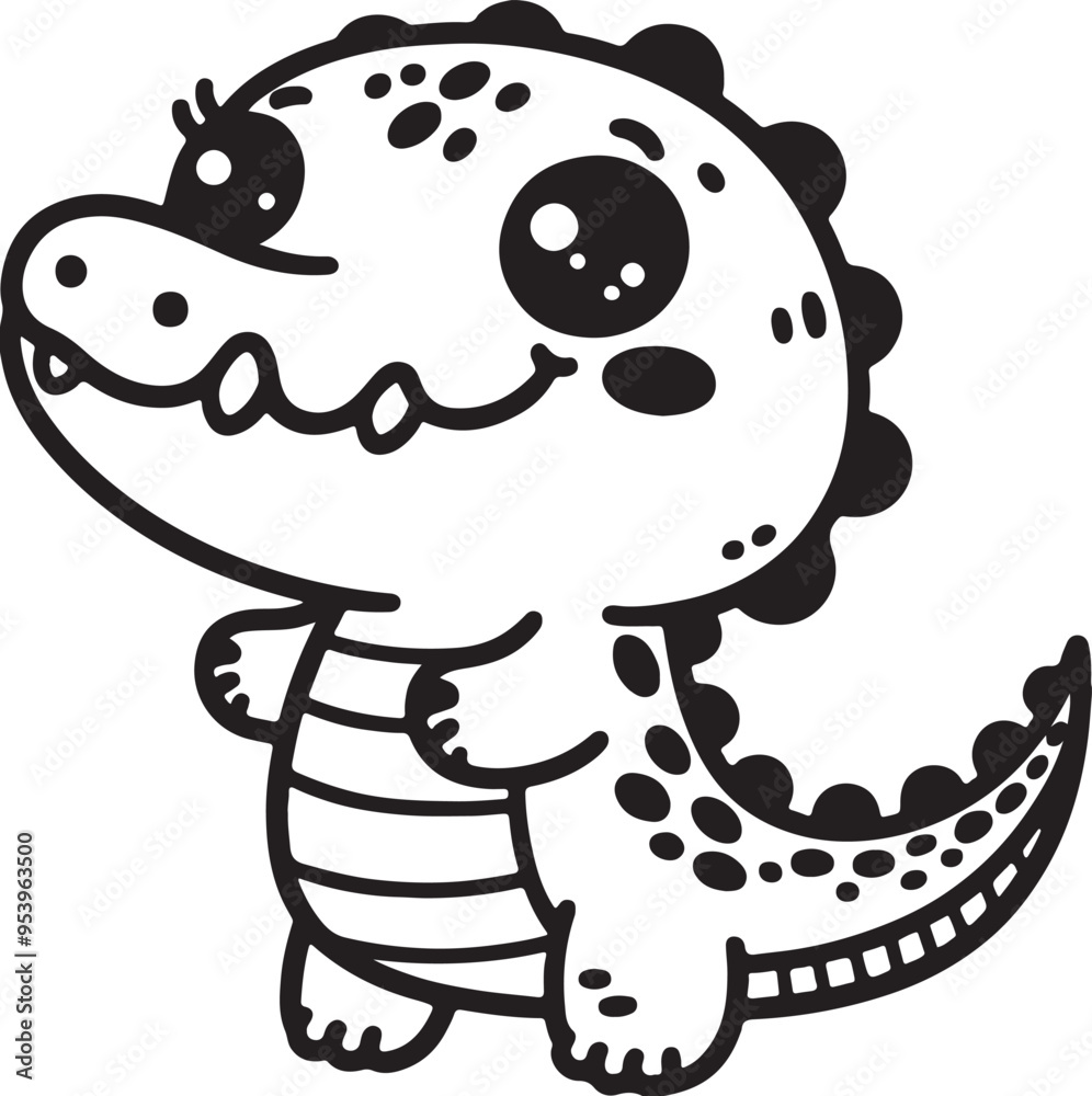 black and white outline silhouette of a cute crocodile vector art illustration black and white outline silhouette of a cute crocodile vector art illustration