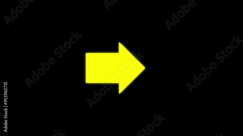 Animated Yellow squirrel arrow on a black background. Moving arrows to the side. Animation.	