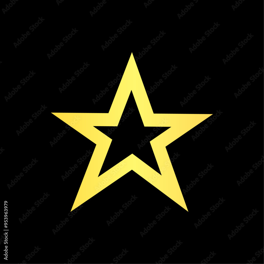 Fototapeta premium Gold Star Logo Vector in elegant Style with Black Background