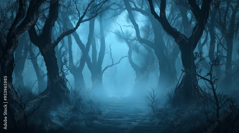 Obraz premium 霧の立ち込める深い森