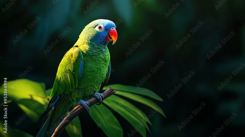 A vibrant Blue-naped Parrot Tanygnathus lucionensis with striking colorful feathers A vibrant Blue-naped Parrot Tanygnathus lucionensis with striking colorful feathers