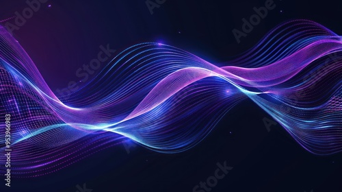 Abstract Digital Wave in Purple and Blue Hues