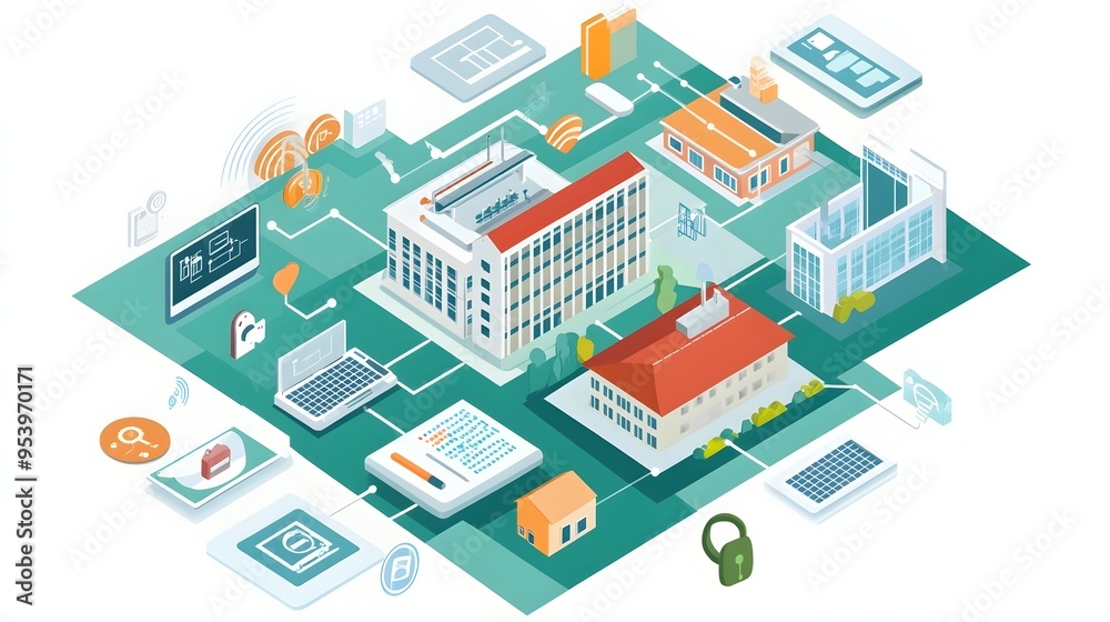 A graphic showcasing the of IoT technology in resource management for educational institutions The image highlights the ability to track monitor and optimize energy water A graphic showcasing the of IoT technology in resource management for educational institutions The image highlights the ability to track monitor and optimize energy water