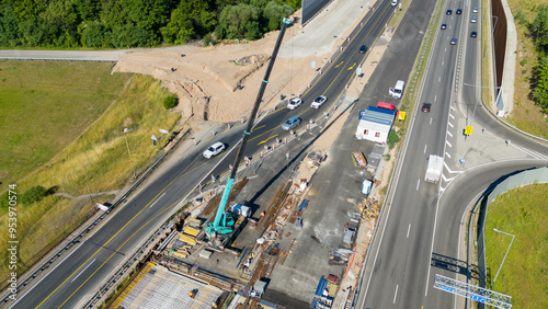 Aerial View of Highway Construction Site