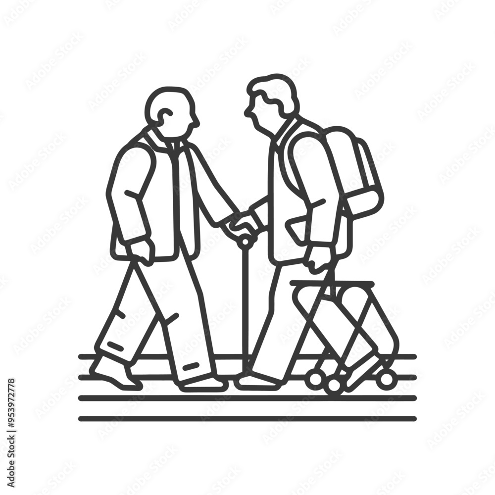 A Younger Person Helping an Older Person Walk A Younger Person Helping an Older Person Walk