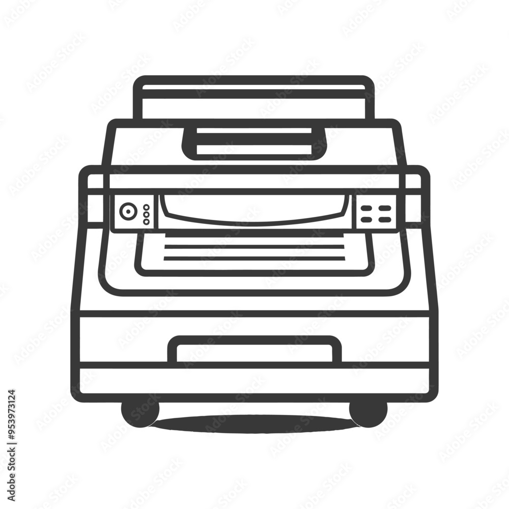 Black and White Line Art Illustration of a Printer Black and White Line Art Illustration of a Printer