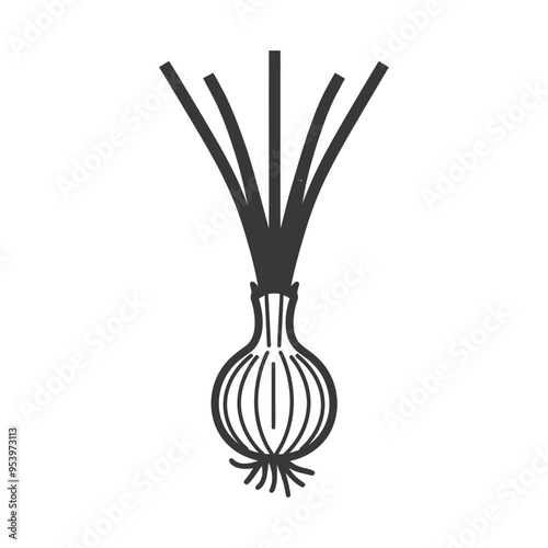Black and White Line Art Illustration of an Onion