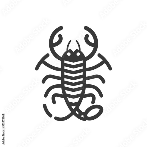 Black and White Line Art Illustration of a Scorpion photo