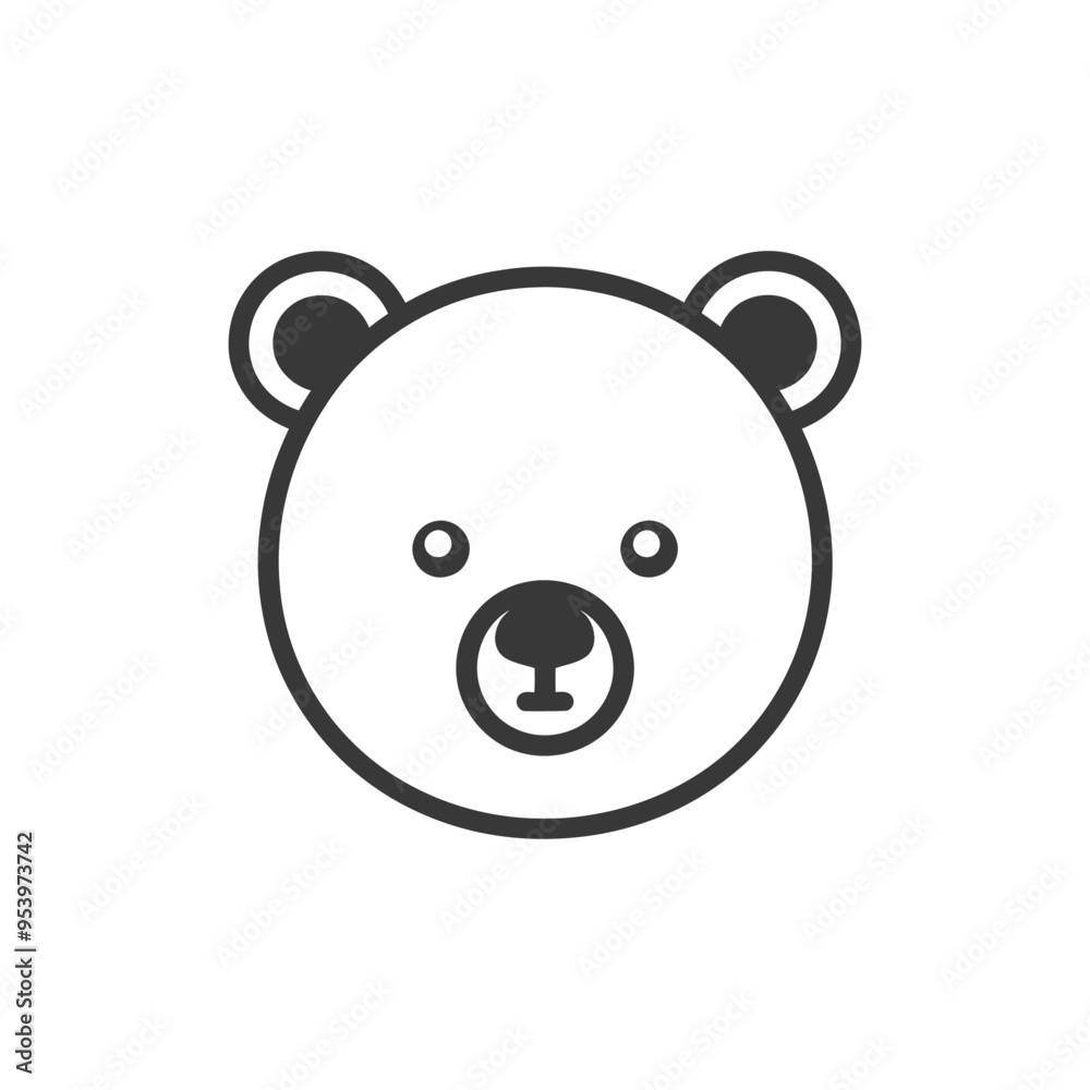 Black and White Line Drawing of a Bears Face Black and White Line Drawing of a Bears Face