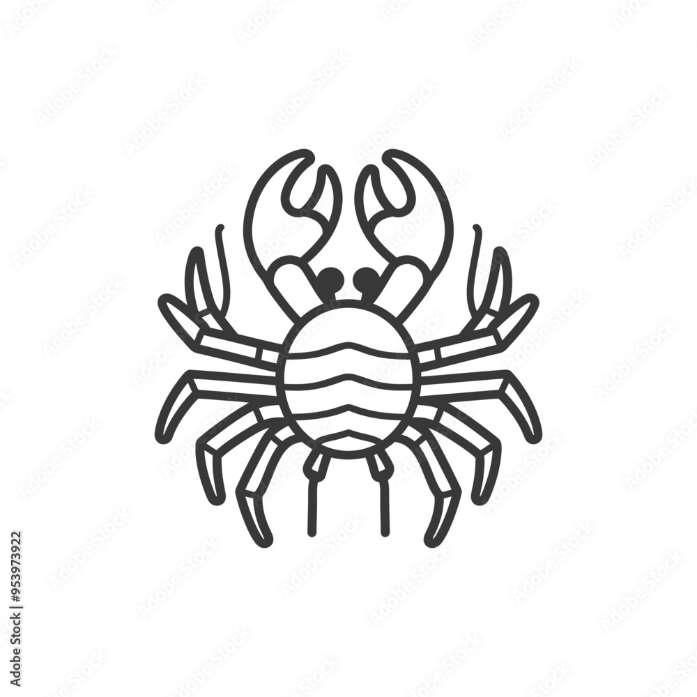 Black and White Line Drawing of a Crab Black and White Line Drawing of a Crab