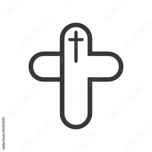 Black and White Line Drawing of a Cross