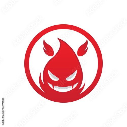 bad fire mascot esport logo design. Devil Fire and Devil Flame Logo.