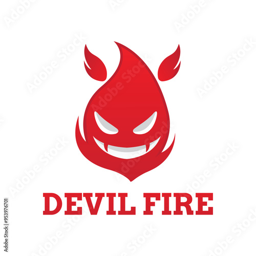 bad fire mascot esport logo design. Devil Fire and Devil Flame Logo.
