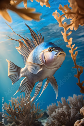AI-Created High-Resolution Visual of a Stunning Fish, Upscaled for Enhanced Detail