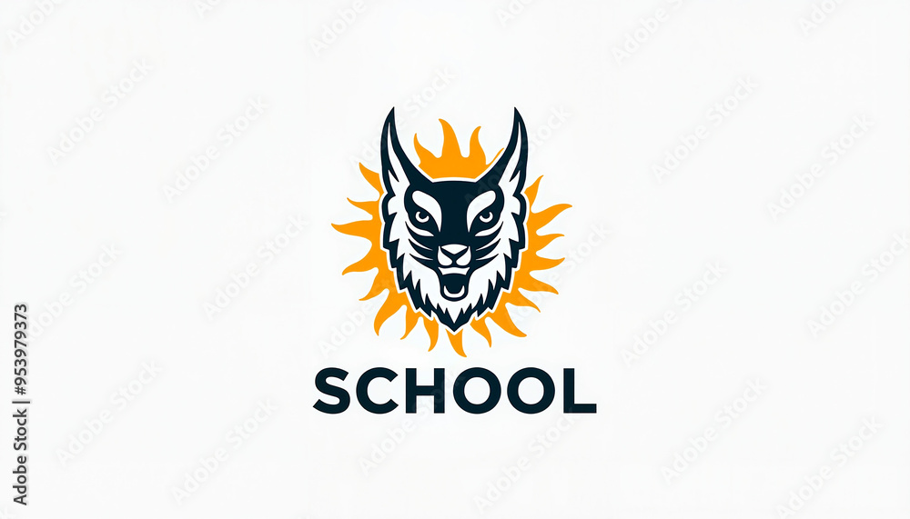 Fierce Lynx Logo in Black and Orange Representing School Mascot with Copy Space Fierce Lynx Logo in Black and Orange Representing School Mascot with Copy Space