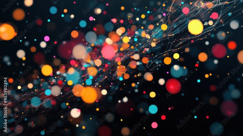 Naklejka premium Abstract Artwork with Colorful Splatters and Geometric Shapes