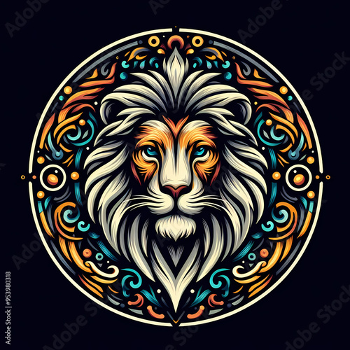 vector of a alpha lion with vibrant color 